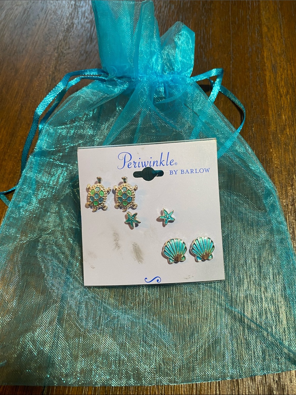 Periwinkle by Barlow Turquoise and Gold Ocean Charm Earring Set